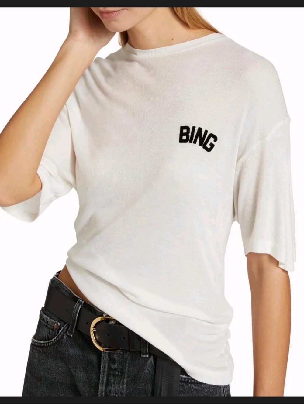 Anine Bing White Tee with Black 'BING' Chest Logo